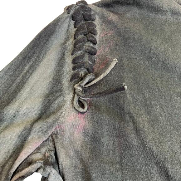 Fornarina LTD Vtg Y2K Tie-dye Scoop Neck Top Blouse Lace-up Shoulders Sequinned - Picture 13 of 16